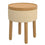 Pouf de rangement rond Polly avec plateau en beige et naturel ( Meuble Mtl )