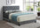 Lit en Velours Gris avec Détails Cloutés et Strass, Support de Matelas Inclus