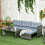 Ensemble de meubles de patio extérieur 3 pièces avec causeuse, chaise longue, table et coussins en verre trempé, ensemble de conversation sectionnel en osier et rotin pour jardin, gris