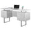 BUREAU D'ORDINATEUR - 60"L / BLANC / METAL ARGENT