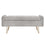 Pouf/banc de rangement Sabel gris avec pattes dorées vieillies