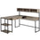 BUREAU ORDINATEUR - TAUPE FONCE / COIN METAL NOIR