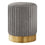 POUF - VELOURS GRIS / PIETEMENT METAL DORÉ