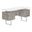 BUREAU D'ORDINATEUR - 60"L / BLANC/ BÉTON GRIS/ MÉTAL ARGENT