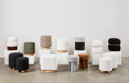 Pouf de rangement Edgar : Boucle taupe