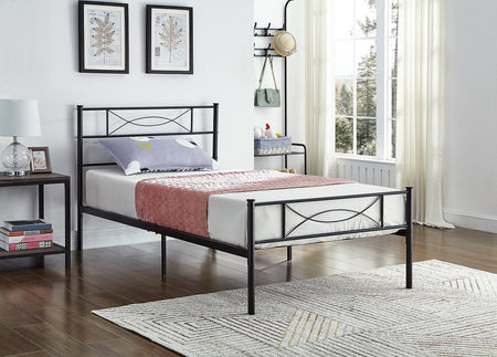 Lit en Métal Noir - Support de Matelas Inclus