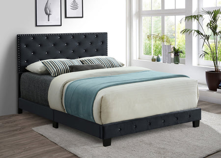 Lit en velours noir avec détails en strass cloutés Comprend un support de matelas