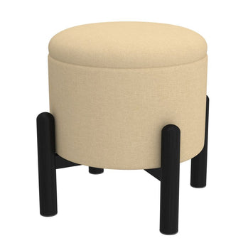Pouf de rangement rond Heidi en beige et noir 