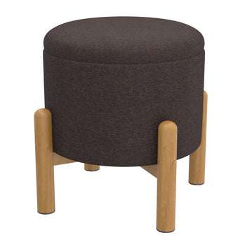 Pouf de rangement rond Heidi en charbon de bois et naturel ( Meuble Mtl ) 