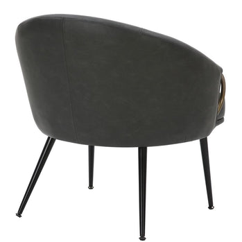 Chaise d'appoint Zita en similicuir anthracite vintage et noir et or vieilli ( Meuble Mtl )