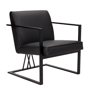 Chaise Fairmont en similicuir noir - Cadre noir