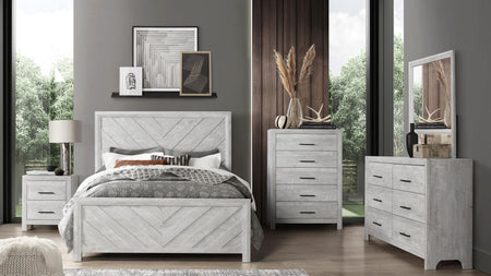 ENSEMBLE DE CHAMBRE 5 PC DENVER QUEEN RUSTIQUE NATUREL ( Meuble Mtl ) 