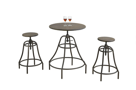 ENSEMBLE A DÎNER - ENSEMBLE 3MCX / BRUN VIEILLI / MÉTAL BRONZE ( Meuble Mtl )