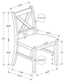 CHAISE À MANGER - 2PCS / 37"H ESPRESSO / SIÈGE PU NOIR