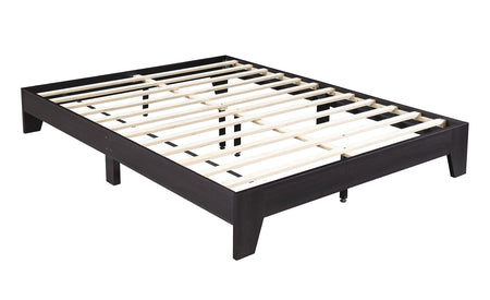 Lit plateforme en bois d'essence et placage - Support de matelas inclus, couleur espresso ( Meuble Mtl )