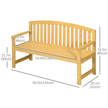 Banc de jardin de 4,7 pieds, siège de patio extérieur 2 places avec conception à lattes pour parc, cour, intérieur, Orange