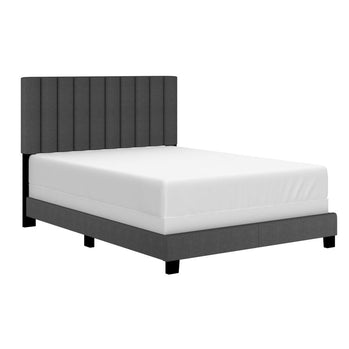 Lit double Jedd de 54 po en tissu anthracite
