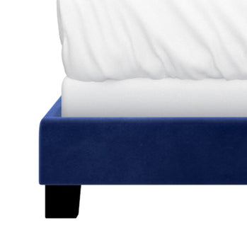 Lit queen 60" Jedd en velours bleu