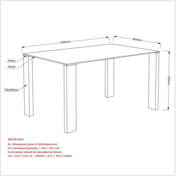 Table de salle à manger rectangulaire Frankfurt en acier inoxydable