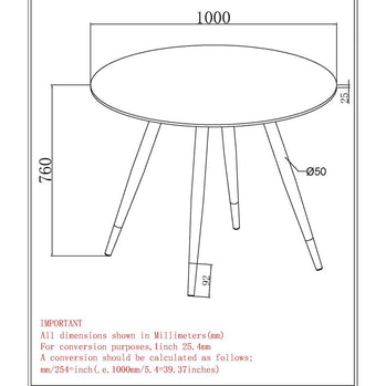 Table de salle à manger ronde Emery en blanc