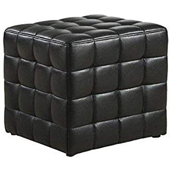 POUF - TISSU SIMILICUIR NOIR 