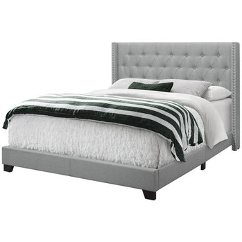 LIT - GRAND LIT / LIN GRIS AVEC BORDURE CHROME 