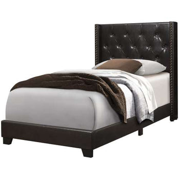 LIT - SIMPLE / SIMILI-CUIR MARRON AVEC BORDURES EN LAITON UGS : I 5987T 