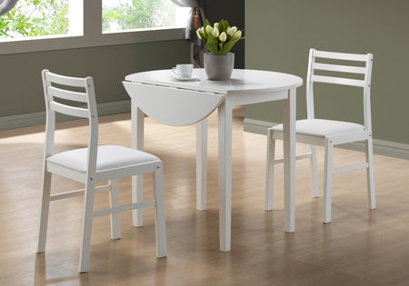 ENSEMBLE DE SALLE À MANGER - ENSEMBLE 3PCS / BLANC AVEC UNE RABAT DE 36"DIA