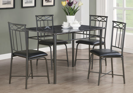 ENSEMBLE A DÎNER - ENSEMBLE 5PCS / MARBRE GRIS / METAL ANTHRACITE