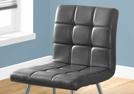 CHAISE DE SALLE A MANGER - 2PCS / 32"H / SIMILI-CUIR GRIS / CHROME 