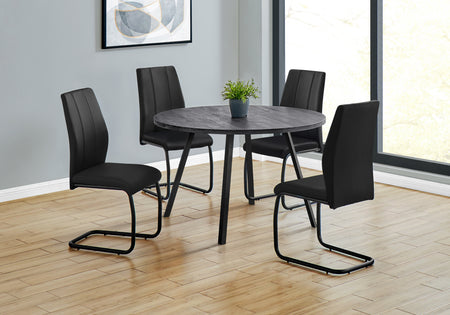 TABLE À MANGER - 48"DIA/ BOIS RÉCUPÉRÉ NOIR / MÉTAL NOIR 
