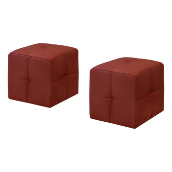 POUF - ENSEMBLE 2PCS / JUVÉNILE / SIMILI-CUIR ROUGE 