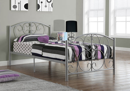 LIT - TAILLE SIMPLE / CADRE EN METAL ARGENT UNIQUEMENT 