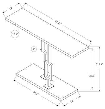 TABLE D'APPOINT - 48"L / BLANC BRILLANT / METAL CHROME 