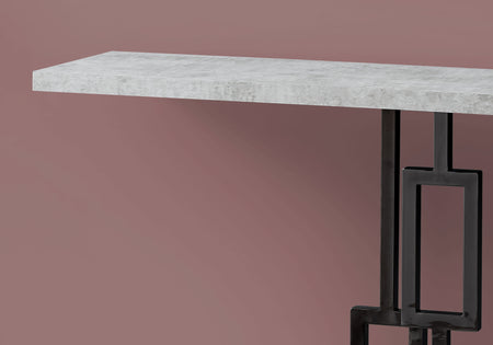 TABLE D'APPOINT - 48"L / CIMENT GRIS / METAL NICKEL NOIR 