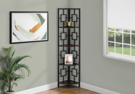 BIBLIOTHEQUE - 62"H / ESPRESSO / ETAGERE EN COIN METAL NOIR 