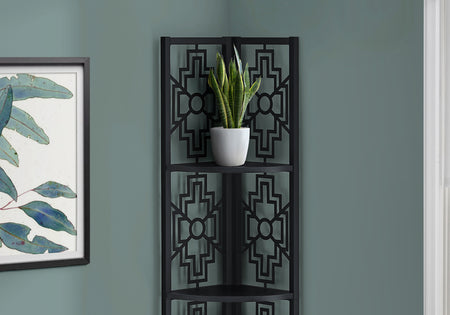 BIBLIOTHEQUE - 62"H / NOIR / ETAGERE EN COIN METAL NOIR 