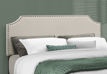LIT - TAILLE QUEEN / LIN BEIGE AVEC BORDURE EN LAITON ANTIQUE 