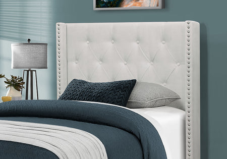 LIT - TAILLE SIMPLE / VELOURS GRIS PÂLE AVEC BORDURES CHROMÉES 