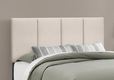 LIT - TAILLE QUEEN / LIN BEIGE AVEC PIEDS EN BOIS NOIR 