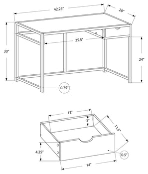 BUREAU D'ORDINATEUR - 42"L / NOIR / MÉTAL NOIR 