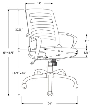 CHAISE DE BUREAU - BLANCHE / MESH GRIS / MULTIPOSITIONS 