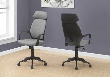 CHAISE DE BUREAU - MICROFIBRE GRIS / DOSSIER HAUT EXECUTIVE 