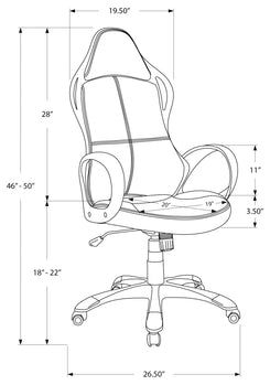 CHAISE DE BUREAU - NOIR / TISSU ROUGE / MULTIPOSITIONS 