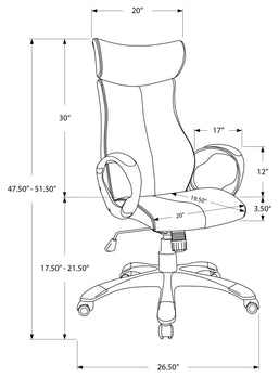 CHAISE DE BUREAU - SIMILI-CUIR NOIR / DOSSIER HAUT EXÉCUTIF 