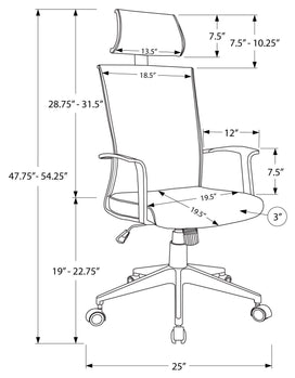 CHAISE DE BUREAU - NOIR / TISSU NOIR / DOSSIER HAUT EXÉCUTIF 