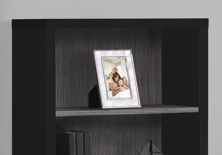 BIBLIOTHEQUE - 48"H / NOIR / GRIS AVEC TABLETTES AJUSTABLES 