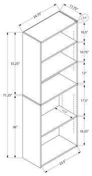 BIBLIOTHEQUE - 72"H / CERISE AVEC 5 TABLETTES 