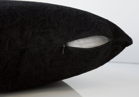 COUSSIN - 18"X 18" / VELOURS FLEURI NOIR / 1PC