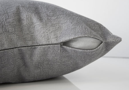 COUSSIN - 18"X 18" / VELOURS MOSAIQUE GRIS / 2PCS